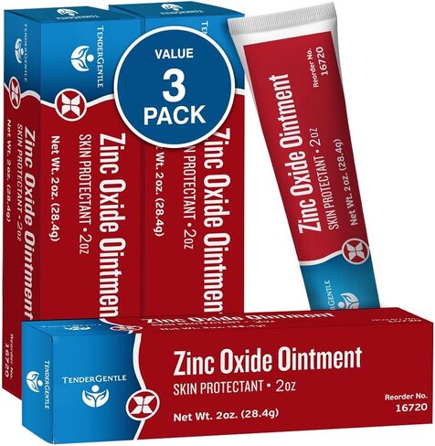 Zinc Oxide Ointment for Adults and Babies - Pack of 3, 2 oz Diaper Rash Ointment - Skin Protectant for Diaper Rashes, Cuts, and Burns in Kuwait