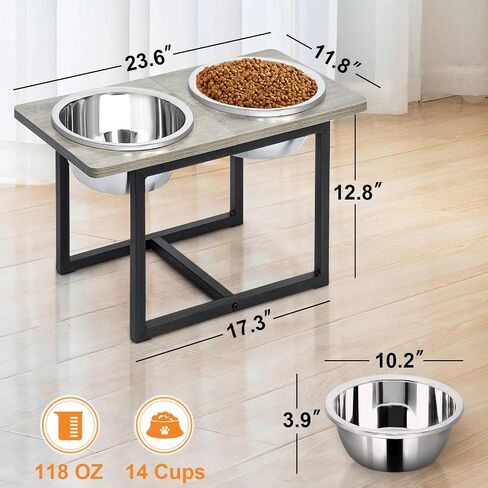 Elevated Dog Bowls for Large Dogs, 5 Adjustable Heights Raised Dog Bowl Stand with Two 3.5L Capacity Bowls for Small to X-Large Dogs, Height 8.9", 11.8", 13.7",15.7", 17.3", Rustic Brown in Saudi Arabia