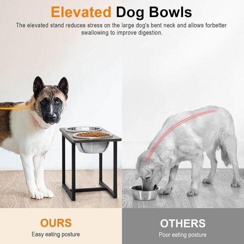 Elevated Dog Bowls for Large Dogs, 5 Adjustable Heights Raised Dog Bowl Stand with Two 3.5L Capacity Bowls for Small to X-Large Dogs, Height 8.9", 11.8", 13.7",15.7", 17.3", Rustic Brown in Saudi Arabia