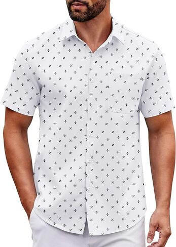 COOFANDY Mens Short Sleeve Button Down Shirts Casual Dress Shirt Untucked Shirts with Pocket in Saudi Arabia