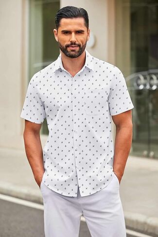 COOFANDY Mens Short Sleeve Button Down Shirts Casual Dress Shirt Untucked Shirts with Pocket in Saudi Arabia