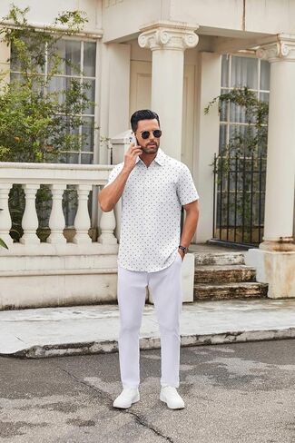 COOFANDY Mens Short Sleeve Button Down Shirts Casual Dress Shirt Untucked Shirts with Pocket in Saudi Arabia