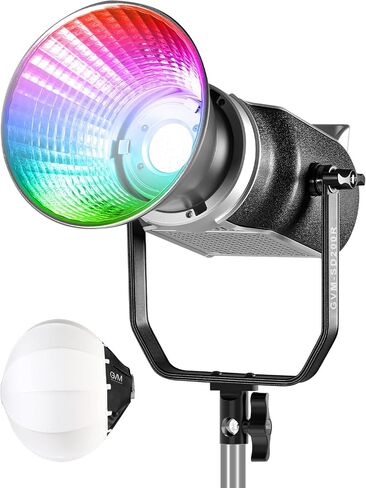 GVM 200W RGB Video Light, Bi-Color COB Photography Lighting with Bowens Mount & DMX Control, YouTube Studio Light for Film Recording with App & 8 Lighting Effects, 2700K~7500K CRI 97+, 98200lux/0.5m in Kuwait