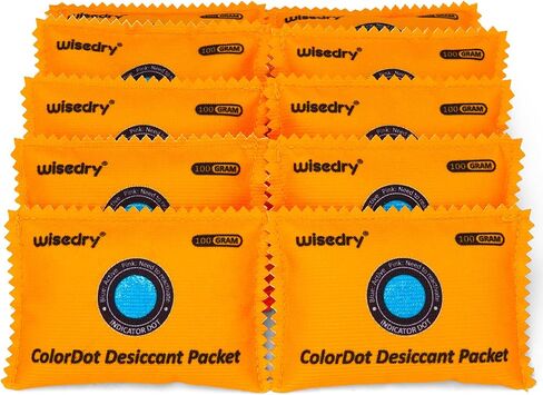 wisedry 100g Rechargeable Color-Indicating Desiccant Packs for Storage, Reusable Silica Gel Desiccant Packets, Moisture Absorbing Packs for Storage Bins, Safes, 3D Filaments, Closet, Electronics in Kuwait