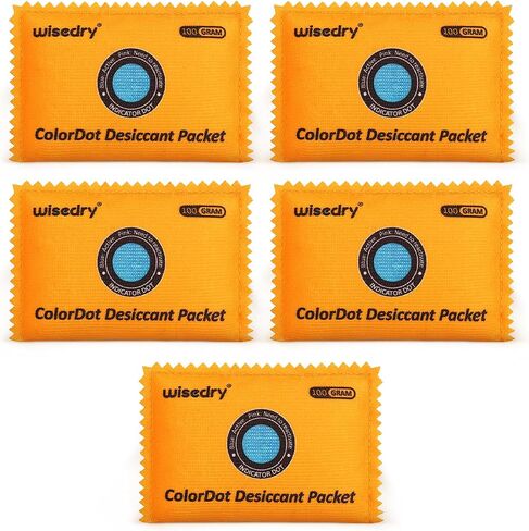 wisedry 100g Rechargeable Color-Indicating Desiccant Packs for Storage, Reusable Silica Gel Desiccant Packets, Moisture Absorbing Packs for Storage Bins, Safes, 3D Filaments, Closet, Electronics in Kuwait