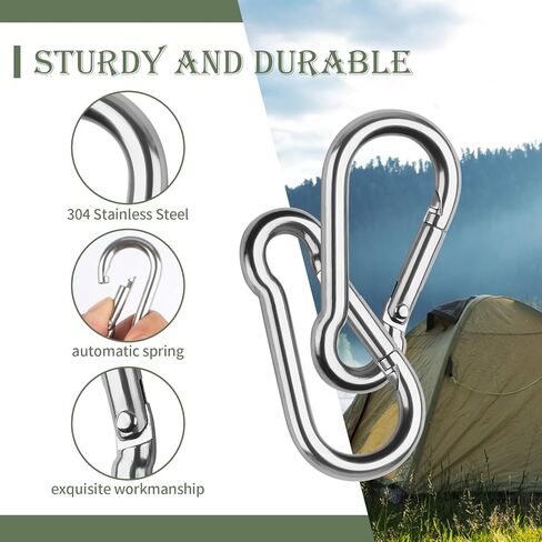 12 Pcs Small Carabiner Clip, 1.57inch Carabiners Clips, Stainless Steel Mini Carabiner for Keys, Climbing, Fishing, Camping, Water Bottle, Pet Tags, Feeders, Flag Rigging, Hiking in Saudi Arabia