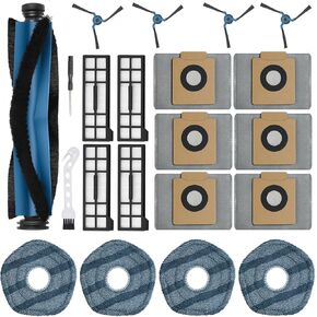 X10 Pro Omni Replacement Parts Kit for Eufy X10 Pro Omni Robot Vacuum Accessories Kit, Cleaner Inclue 1 Roller Brush with Bristles, 6 Dust Bags, 4 Side Brushes, 4 Hepa Filters, 4 Mop Pads