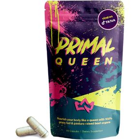 Primal Queen Beef Organs Superfoods - 6 Essential Female-Optimized Beef Organs (Beef Liver, Kidney, Heart, & 3 More) - 100% Grass Fed, Pasture Raised Cattle - Balance Hormones, Energy, & More