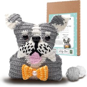 LilyCleo Husky Dog Crochet Beginner Kit Crochet Kit for Beginners - with Step-by-Step Video Tutorials - Easy Knitting Soft Yarn, Hook Included - Holiday Birthday Gift for Kids, Adults, Dog