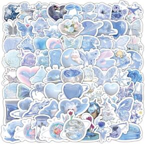100pcs Cute Small Stickers Set (Little Cream Blue)