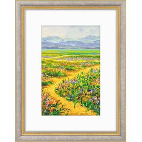 Golden State Art, 13x19 Ornate Picture Frame with White Mat for 11x17 Photo or Display 13x19 Print without Mat Color Blue Gold (Plexi Glass)