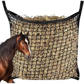 2 PCS Slow Feed Hay Net，31.5" x 35.1"Large Capacity Horse Feed Bag,Horses Hay Bags Easy to Hang for Horse Feeder Full Day Feeding Horses Goat Stall Trailer-Black