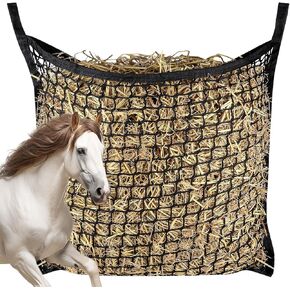 2 PCS Slow Feed Hay Net，31.5" x 35.1"Large Capacity Horse Feed Bag,Horses Hay Bags Easy to Hang for Horse Feeder Full Day Feeding Horses Goat Stall Trailer-Black