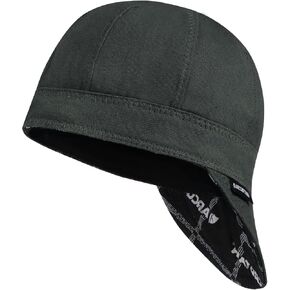 ARCCAPTAIN Reversible Welding Cap, 8 Panel Protective Welders Cap, 10 oz Fireproof Cotton Comforts for Safety and Protection While Welding to Men Women, Black, 7 1/4