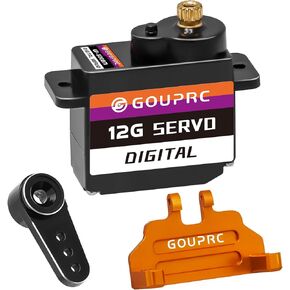 GOUPRC 12G RC Digital Micro Servo of Metal Steel Gear with Servo Mount Bracket & 25T Servo Horn for SCX24 Servo RC Car Upgrade Parts