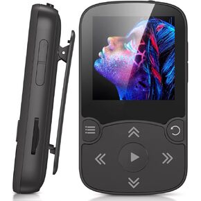 AGPTEK 64GB MP3 Player with Clip, Bluetooth 5.3 Lossless Sound with FM Radio, Voice Recorder for Sport Running, Supports up to 128GB TF Card, Orange