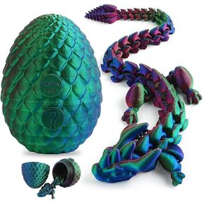 3D Printed Dragon, Articulated Crystal Dragon Egg Toy, Home Office Executive Desk Decor Fidget Toys, Dragon Egg with Dragon Inside, Surprise Funny Birthday Christmas White Elephant Gift for Kids Adult