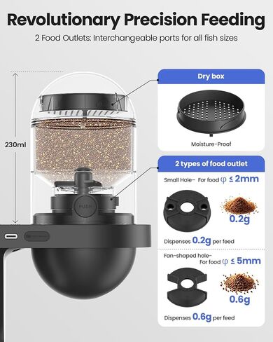 Automatic Fish Feeder with 2.5K Camera, WiFi/App Control, WOLMDS Moisture-Proof Vacation Food Dispenser | 2.4G Precision Feed System, Visual Monitor for Aquariums, Terrariums, Turtle Pens, Betta Tanks in Saudi Arabia
