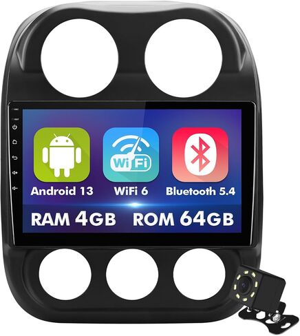 ستيريو سيارة 10.1 بوصة IPS تعمل باللمس Android 12 لسيارة Jeep Compass/Patriot 2010-2016 مع CarPlay اللاسلكي وAndroid Auto 2+32GB راديو السيارة، يدعم GPS، WiFi، Bluetooth، راديو FM، كاميرا احتياطية، SWC in Kuwait