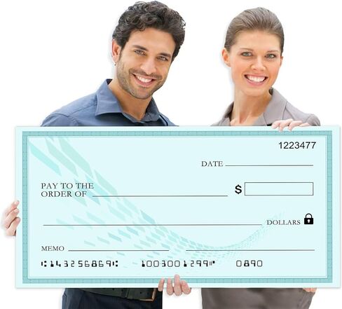 شيك كبير كبير للعرض التقديمي - 30 بوصة × 16 بوصة شيك عملاق قابل لإعادة الاستخدام لوحة مسح جافة كبيرة الحجم للأوقاف والتبرعات in Kuwait