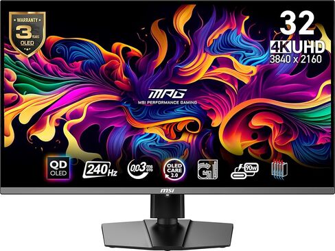 MSI MPG 271QRX QD-OLED, 27 OLED Gaming Monitor, 2560 x 1440 (QHD), OLED 0.03ms Response time, 360Hz, True Black HDR 400, HDMI, DP Port, USB Type C, Tilt, Height in Saudi Arabia