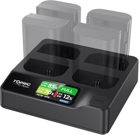 Accsoon Toprig 4-Channel PD 100W Fast NP-F Battery Charger with LCD Display, Compatible with Sony NP-F550, NP-F750, NP-F770, NP-F960, NP-F970 or Other NP-F Series Camera Battery in Kuwait