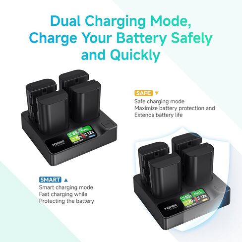 Accsoon Toprig 4-Channel PD 100W Fast NP-F Battery Charger with LCD Display, Compatible with Sony NP-F550, NP-F750, NP-F770, NP-F960, NP-F970 or Other NP-F Series Camera Battery in Kuwait