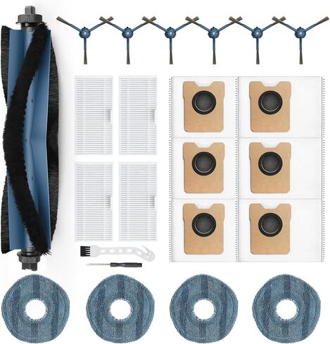 X10 Pro Omni Replacement Parts Kit for Eufy X10 Pro Omni Robot Vacuum Accessories Kit, Cleaner Inclue 1 Roller Brush with Bristles, 6 Dust Bags, 4 Side Brushes, 4 Hepa Filters, 4 Mop Pads in Saudi Arabia