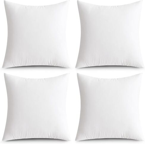 MIULEE Pack of 4 18x18 Inch Outdoor Pillow Inserts Waterproof Decorative Throw Pillow Insert, Square Lumbar Garden Pillow Form for Patio Sofa Couch in Kuwait