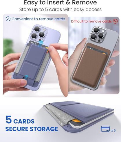 GONEZ for MagSafe Wallet with Stand, Stronger Magnetic Card Holder for iPhone 17/16/15/14/13/12 Series, Premium Leather Phone Wallet with RFID Blocking, 1 Slot, Fit 5 Cards, Stone in Kuwait