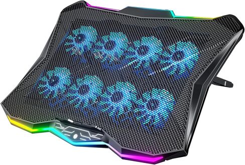 AICHESON Laptop Cooling Pad, Chill Pad for 15.6-17.3 Inch Notebook with 7 Height Slots, 2 USB Ports, Rainbow Lights, Perfect for Reducing Temperature of Laptop, AA3 in Saudi Arabia