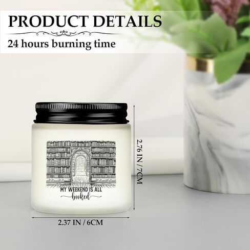MTLEE 6 Pcs Book Lover Gifts 3.5 oz Book Scented Candle Library Lovers' Day Gifts Rustic Bookshelf Sign Soy Wax Jar for School Club Readers Writers Students Teacher Office(White) in Saudi Arabia