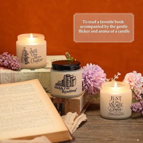 MTLEE 6 Pcs Book Lover Gifts 3.5 oz Book Scented Candle Library Lovers' Day Gifts Rustic Bookshelf Sign Soy Wax Jar for School Club Readers Writers Students Teacher Office(White) in Saudi Arabia