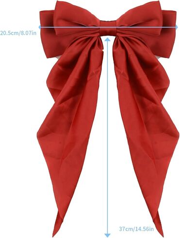 Women Bowknot Hair Clip,Vintage Satin Bow Barrette Hairclip Long Tail Headwear Hair Accessories for Ladies Big Bowknot Hairpin (Beige) in Saudi Arabia