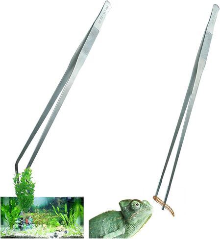 2 Pack Extra Long Tweezers, Fecsam Feeding Tongs, 18.9 inch & 10.5 inch Curved Aquarium Stainless Steel Large Aquascape Tools for Fish Tank, Terrarium，Aquascaping, Reptile, Bearded Dragon in Saudi Arabia