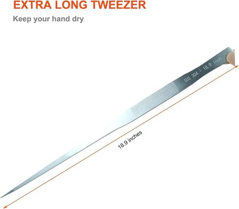 2 Pack Extra Long Tweezers, Fecsam Feeding Tongs, 18.9 inch & 10.5 inch Curved Aquarium Stainless Steel Large Aquascape Tools for Fish Tank, Terrarium，Aquascaping, Reptile, Bearded Dragon in Saudi Arabia