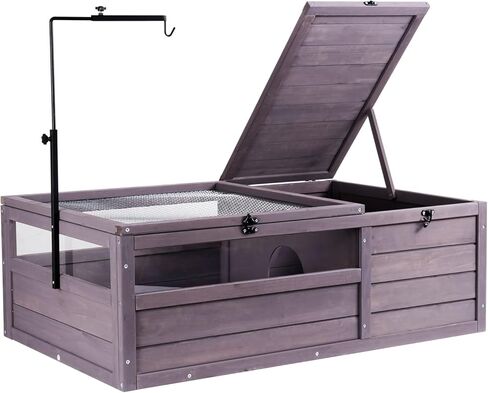 VEVOR Tortoise Habitat, Wooden Tortoise House Indoor & Outdoor, Tortoise Enclosure with Light Stand, Reptile Enclosure Small Animal Cage with Stand Legs for Gecko, Lizard, Snake in Saudi Arabia
