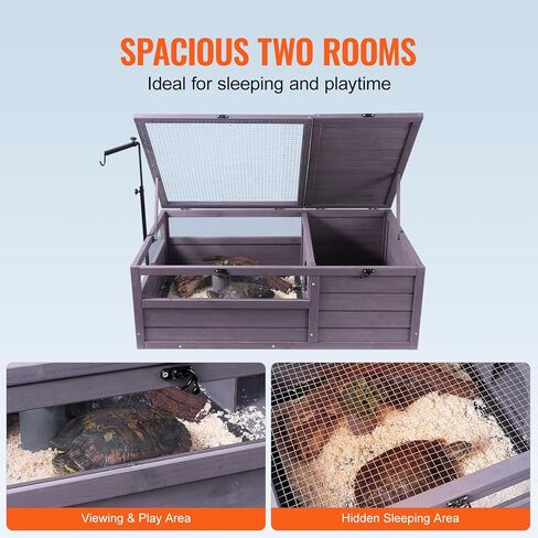 VEVOR Tortoise Habitat, Wooden Tortoise House Indoor & Outdoor, Tortoise Enclosure with Light Stand, Reptile Enclosure Small Animal Cage with Stand Legs for Gecko, Lizard, Snake in Saudi Arabia