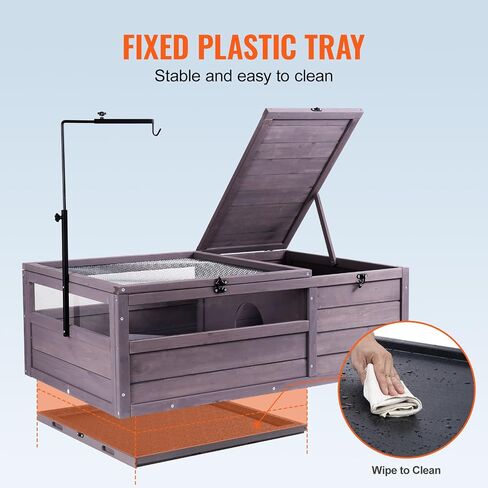 VEVOR Tortoise Habitat, Wooden Tortoise House Indoor & Outdoor, Tortoise Enclosure with Light Stand, Reptile Enclosure Small Animal Cage with Stand Legs for Gecko, Lizard, Snake in Saudi Arabia