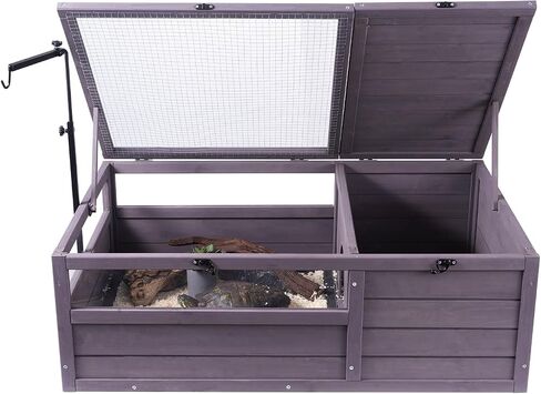 VEVOR Tortoise Habitat, Wooden Tortoise House Indoor & Outdoor, Tortoise Enclosure with Light Stand, Reptile Enclosure Small Animal Cage with Stand Legs for Gecko, Lizard, Snake in Saudi Arabia