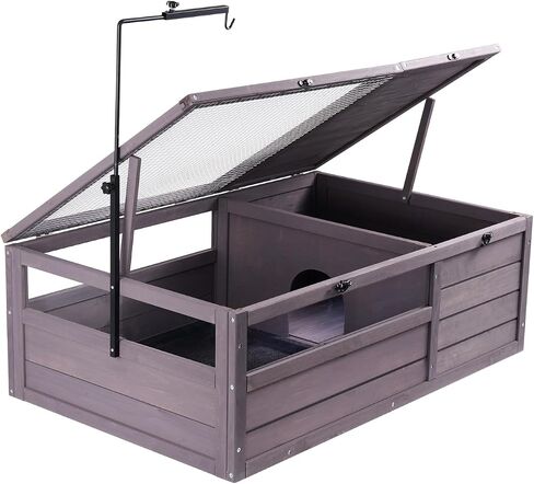 VEVOR Tortoise Habitat, Wooden Tortoise House Indoor & Outdoor, Tortoise Enclosure with Light Stand, Reptile Enclosure Small Animal Cage with Stand Legs for Gecko, Lizard, Snake in Saudi Arabia