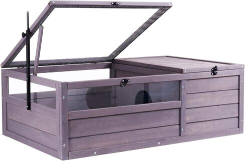 VEVOR Tortoise Habitat, Wooden Tortoise House Indoor & Outdoor, Tortoise Enclosure with Light Stand, Reptile Enclosure Small Animal Cage with Stand Legs for Gecko, Lizard, Snake in Saudi Arabia