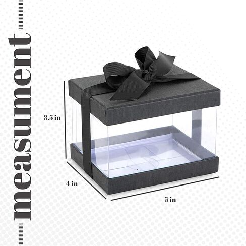 Hammont Individual Cupcake Boxes 6 Count – Clear Plastic Gift Boxes with Clear Window and Lid – Small Cookie Box with Ribbon & Bow - Baby Shower Party Favors, Groomsmen Proposal Box - Maroon 4x4x4 in Kuwait