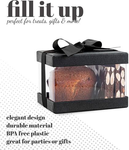 Hammont Individual Cupcake Boxes 6 Count – Clear Plastic Gift Boxes with Clear Window and Lid – Small Cookie Box with Ribbon & Bow - Baby Shower Party Favors, Groomsmen Proposal Box - Maroon 4x4x4 in Kuwait