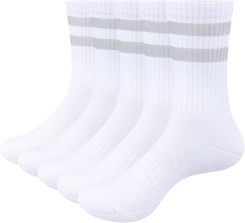 YUEDGE Womens Striped Crew Socks Moisture Wicking Cushioned Women's Socks Basic Casual Athletic Socks for Women, 5 Pairs in Kuwait