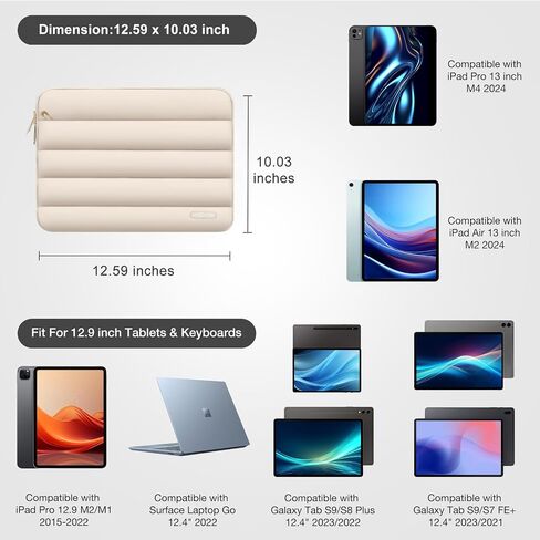 MOSISO 9-11 inch Tablet Sleeve Case for iPad A16 2025, Sand | Bag for iPad Air 11 inch M3 M2, Pro 11 M4,10/9/8/7th, Galaxy Tab A9+/S9/S8/Plus 11, Puffy Horizontal Bag with Small Case in Saudi Arabia