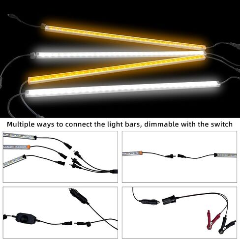 12V Led Light Strip Camping Light Dimmable Work Light Camping Lantern Interior Car Lights Room Light Rv Accessories Waterproof IP67 White/Amber in Saudi Arabia