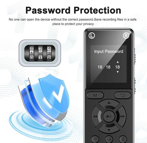 مسجل صوت رقمي سعة 32 جيجابايت مع تشغيل - جهاز تسجيل صوتي قابل لإعادة الشحن عبر USB للمحاضرات، جهاز تسجيل شريط صغير مطور، تسجيل صوتي نشط، وصوت عالي الدقة in Saudi Arabia