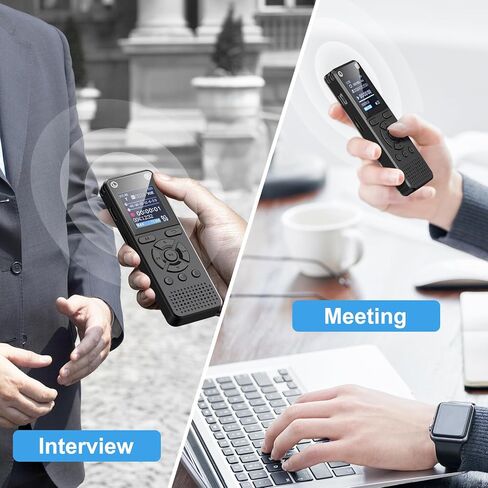 مسجل صوت رقمي سعة 32 جيجابايت مع تشغيل - جهاز تسجيل صوتي قابل لإعادة الشحن عبر USB للمحاضرات، جهاز تسجيل شريط صغير مطور، تسجيل صوتي نشط، وصوت عالي الدقة in Saudi Arabia