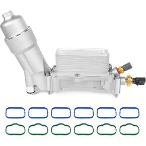 Aluminum Engine Oil Cooler w/Oil Filter Housing Adapter Sensor Gaskets Compatible With 2017 2018 Dodge Charger Journey Challenger,Chrysler 200 300,Wrangler,Ram Promaster V6 3.6L 68310865AB